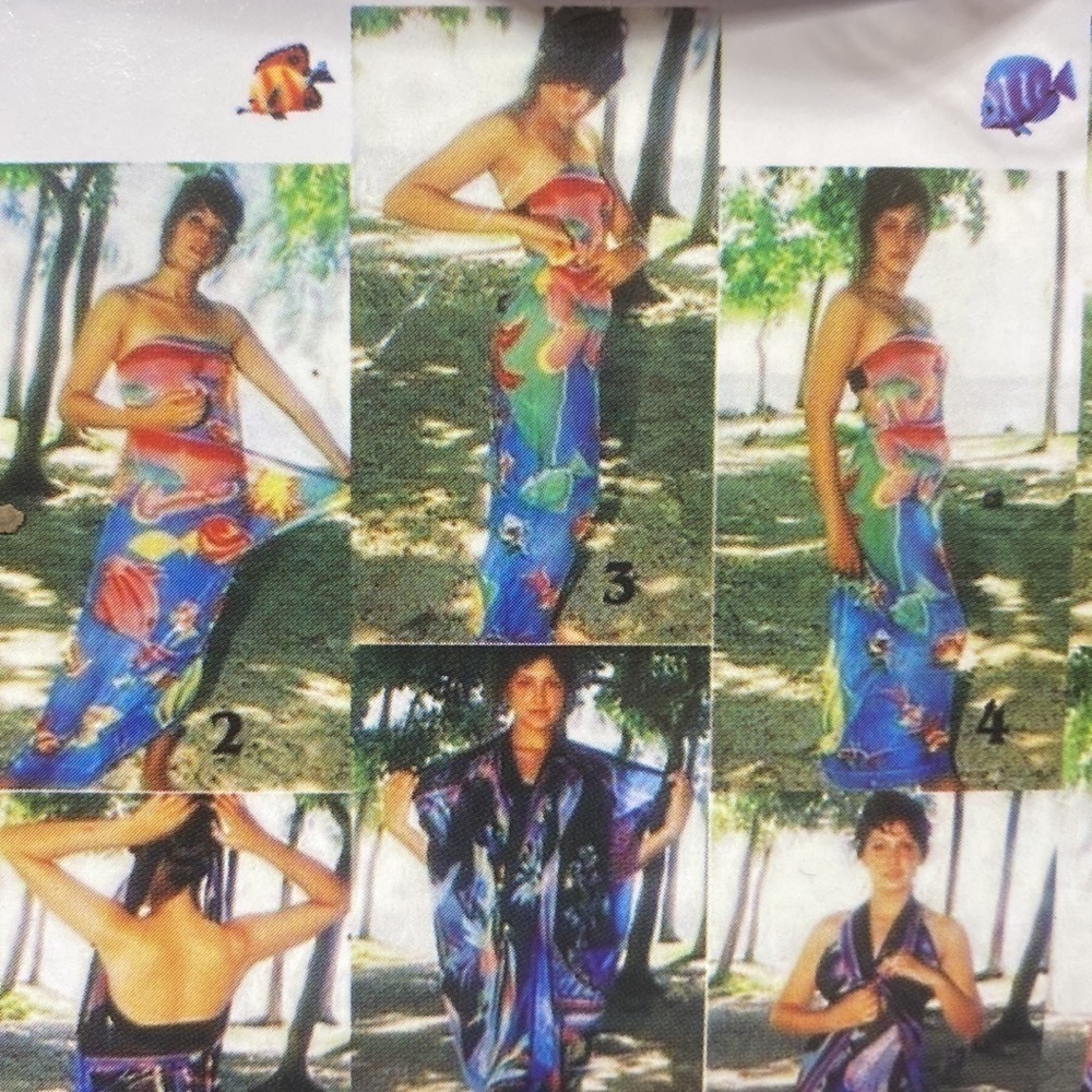 NWT Island style blue bathing suit cover up / wrap - Picture 2 of 10
